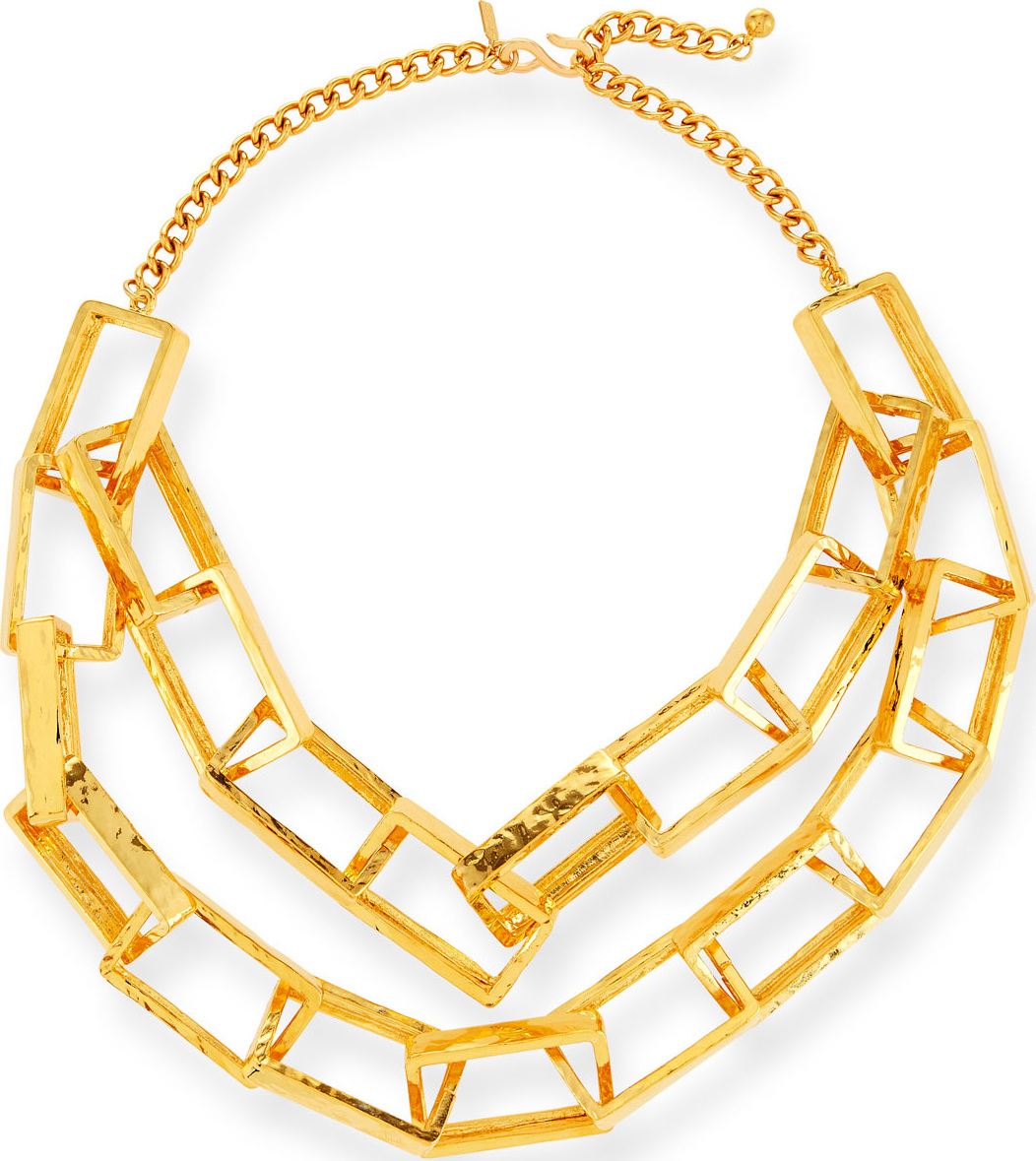 Kenneth Jay Lane Short Gold-Plated Box Chain Necklace