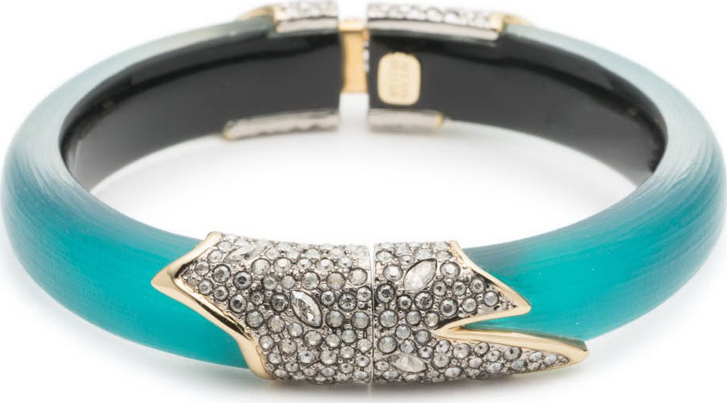 Alexis Bittar Crystal Encrusted Feather Hinge Bracelet, Lake Blue