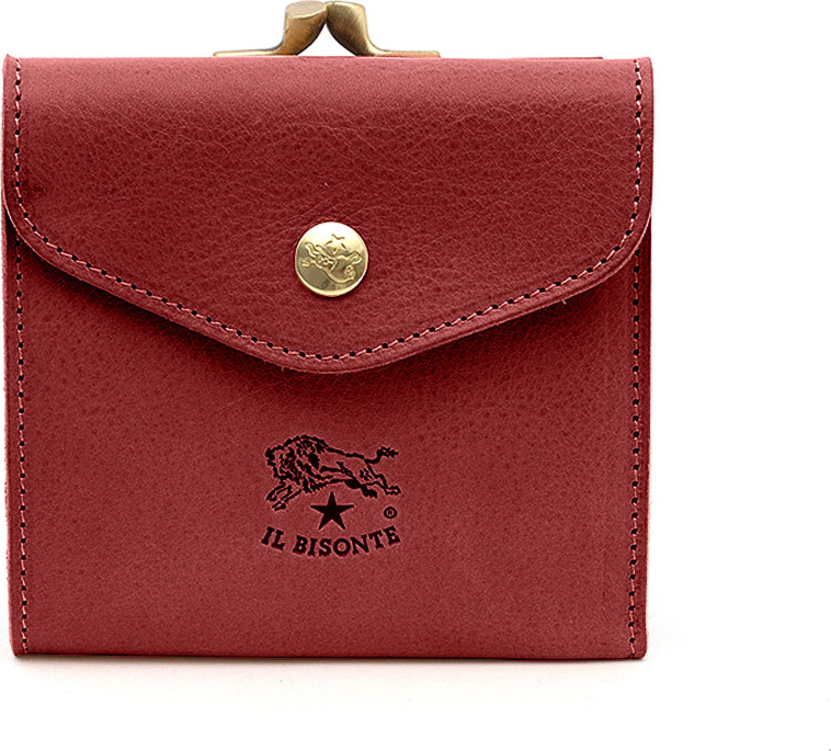 Il Bisonte Leather Snap and Flap Wallet, Red