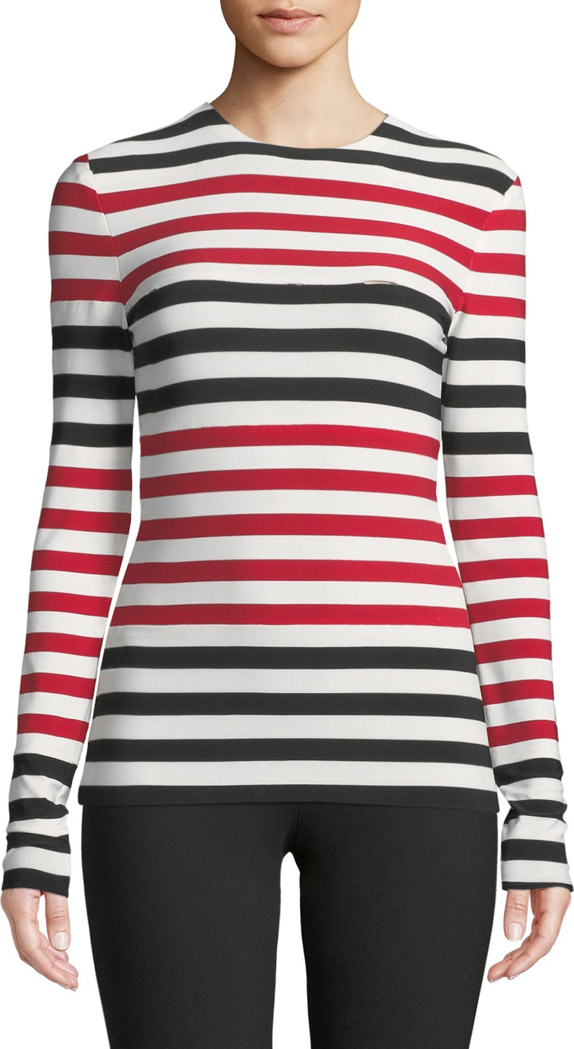Norma Kamali Spliced Striped Long-Sleeve Top