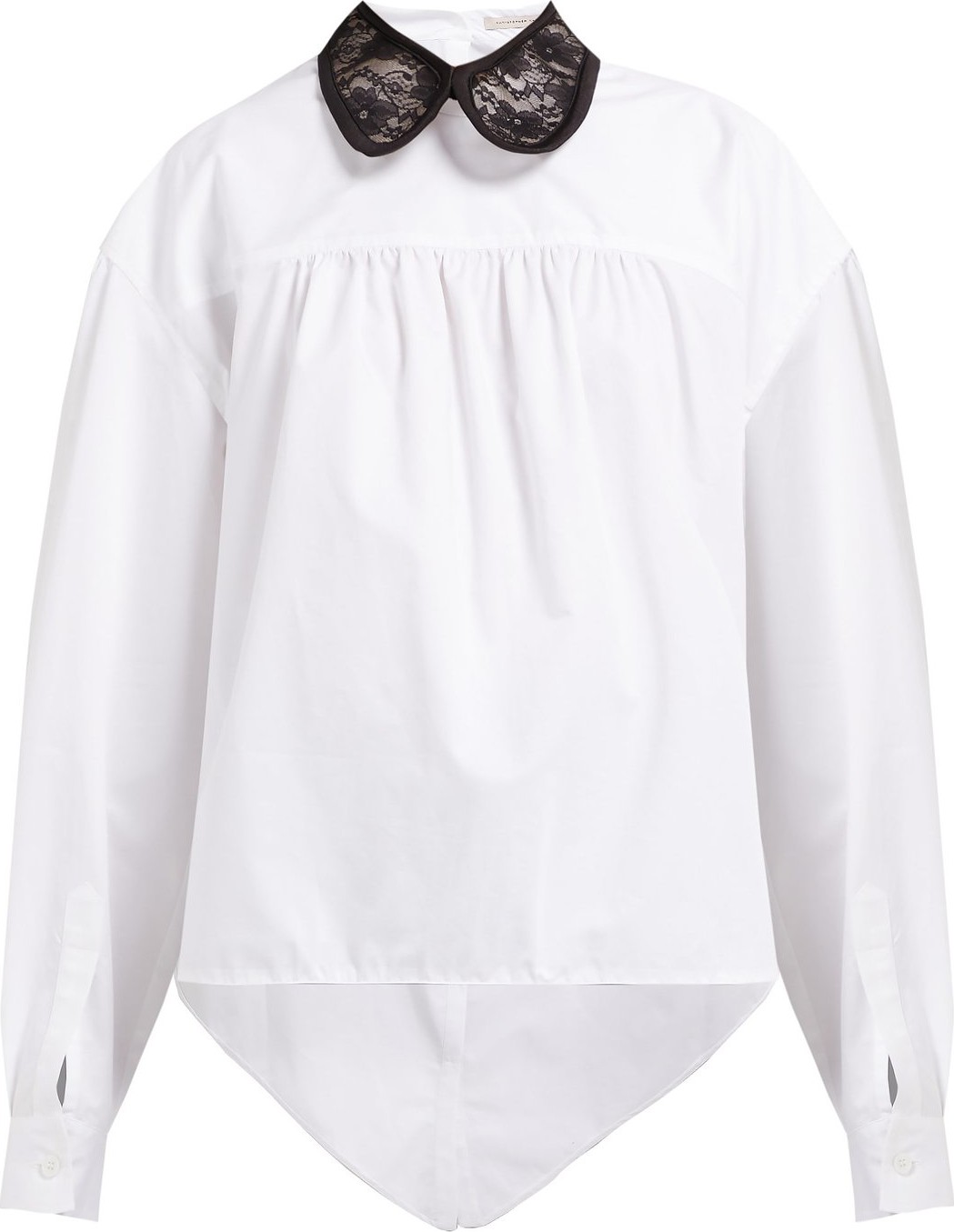 Christopher Kane Lace-collar asymmetric cotton-poplin shirt