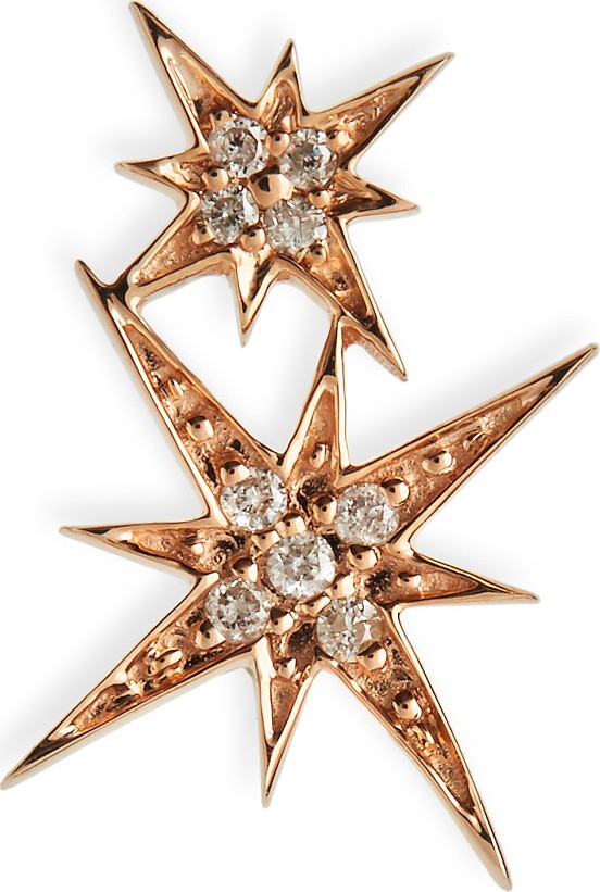 Sydney Evan 14k Pave Diamond Double Starburst Stud Earring