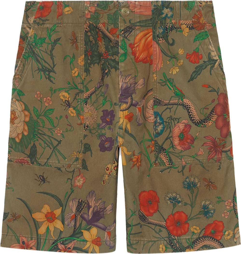 Gucci Flora Snake print cotton shorts