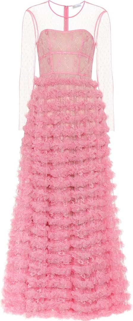 RED Valentino Lace-trimmed tulle gown