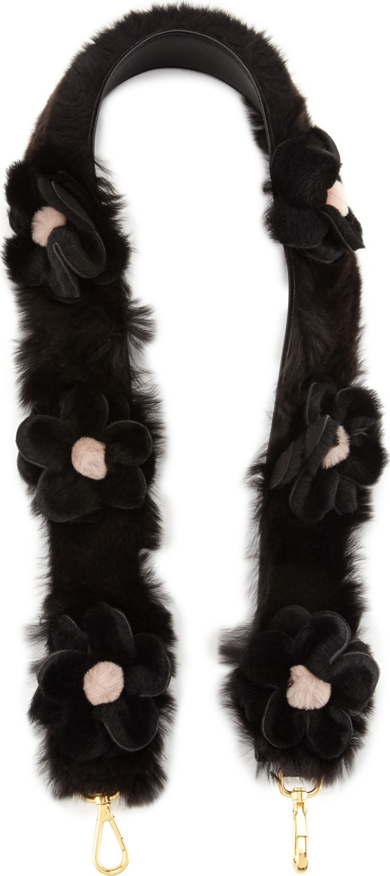 Prada Rabbit Fur Flower Shoulder Strap