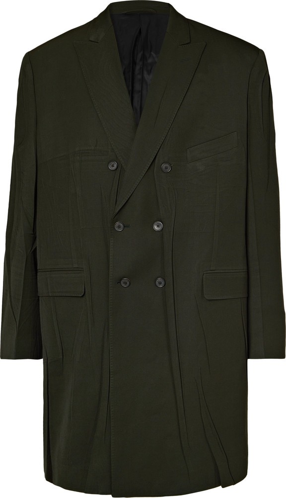 Balenciaga Double-Breasted Creased Wool-Blend Twill Coat