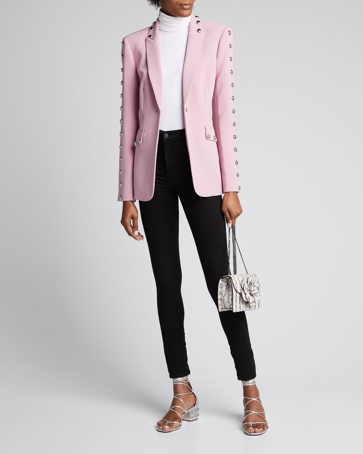 Cinq A Sept Dive Studded Crepe Single-Button Jacket