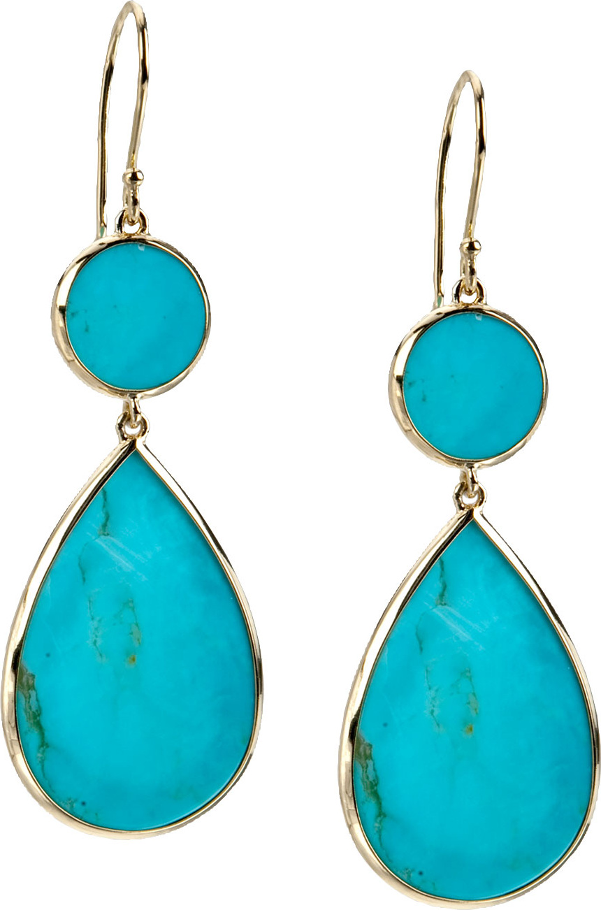 IPPOLITA 18K Gold Polished Rock Candy Two-Drop Earrings in Turquoise
