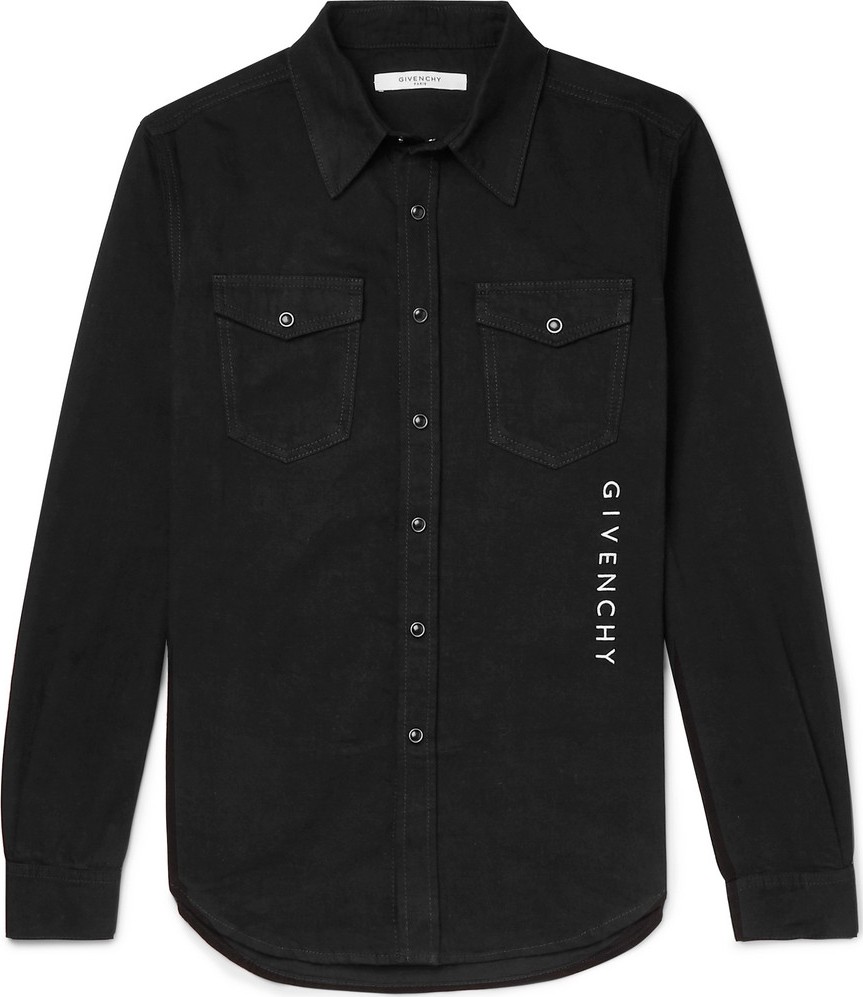 Givenchy Slim-Fit Logo-Embroidered Denim Shirt