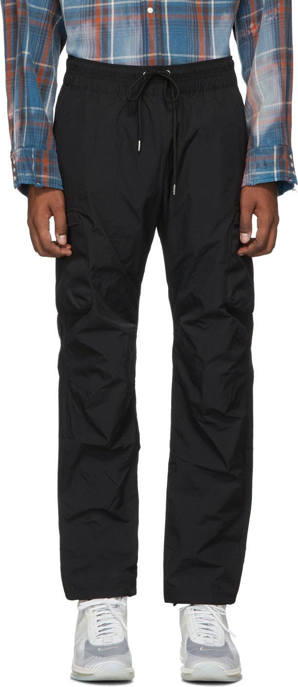 John Elliott Black High Shrunk Nylon Cargo Pants