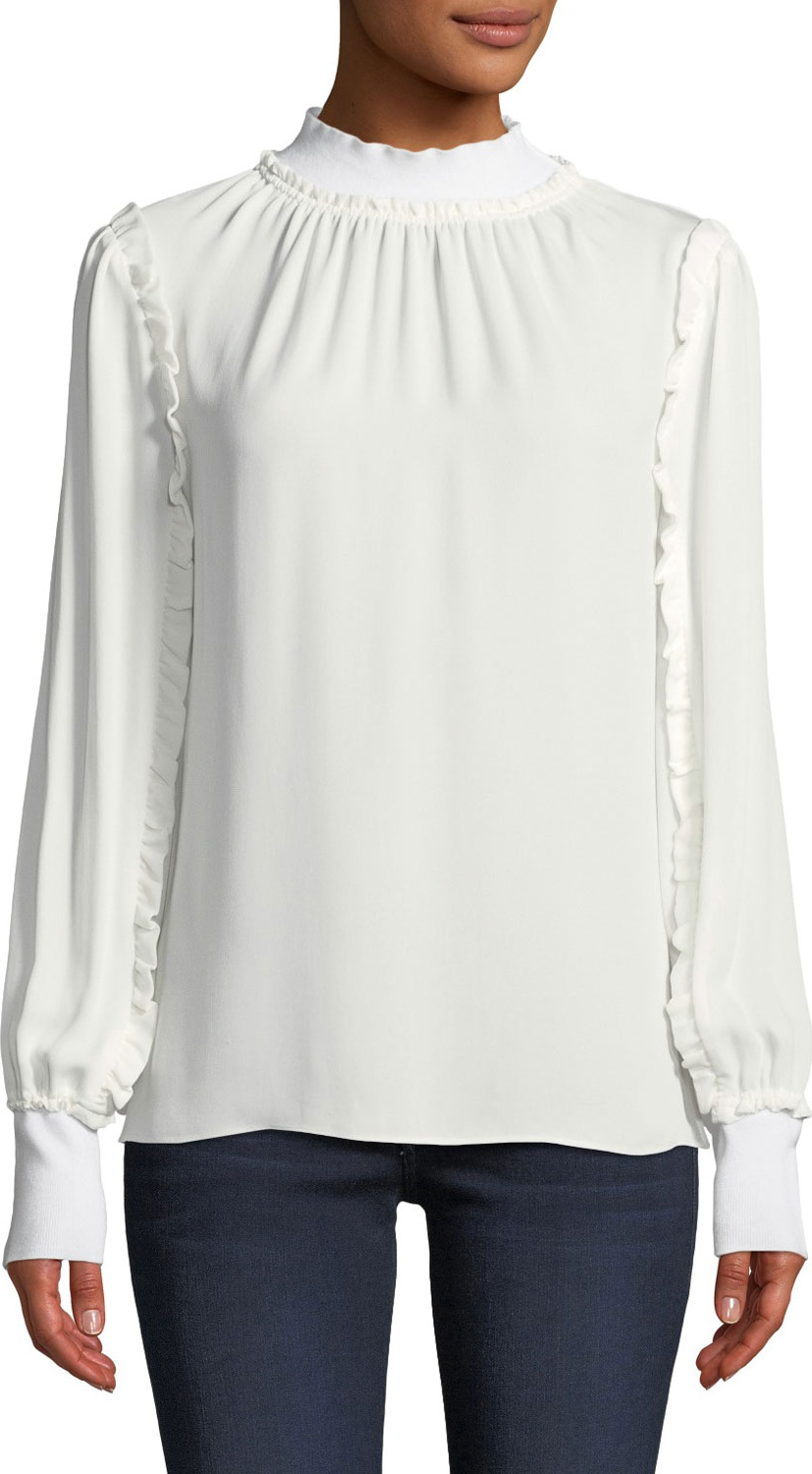 KOBI HALPERIN Delora Ruffled-Trim Silk Blouse