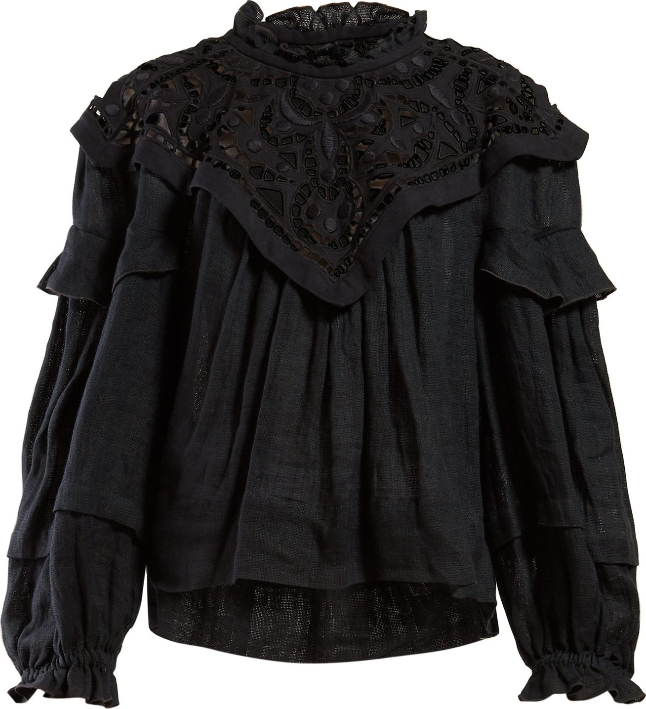 Isabel Marant Geoffrey ruffle-neck macramé-lace blouse