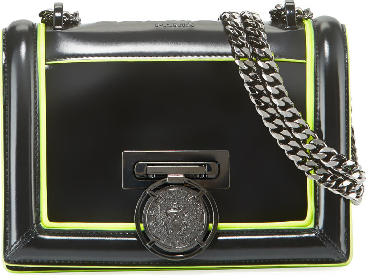 Balmain Baby Box Outline Calf Lisse Leather Shoulder Bag