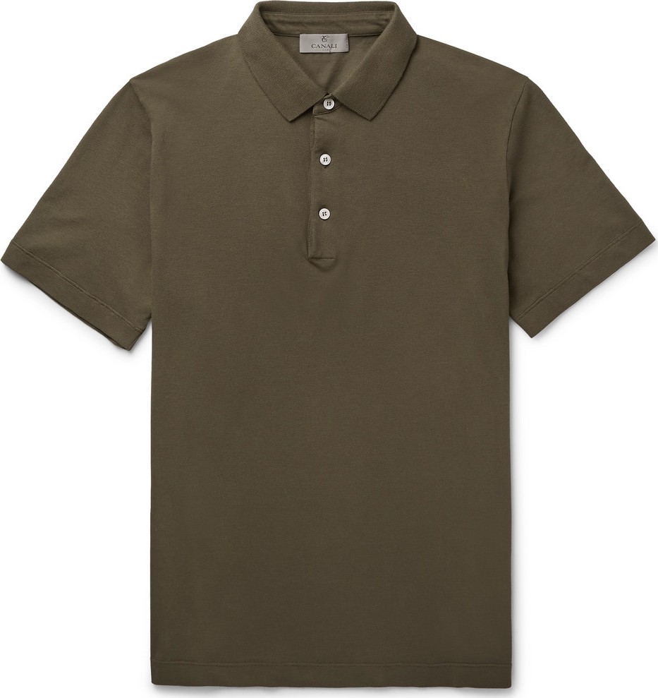 Canali Stretch-Cotton Piqué Polo Shirt