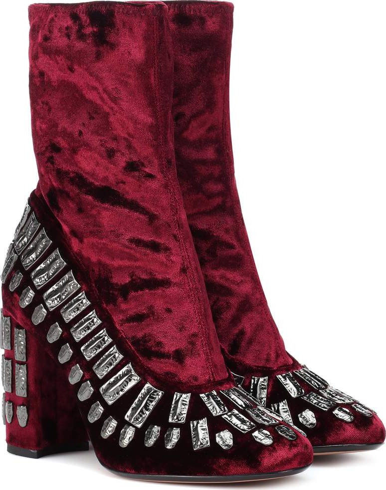 Samuele Failli Bea embellished velvet ankle boots