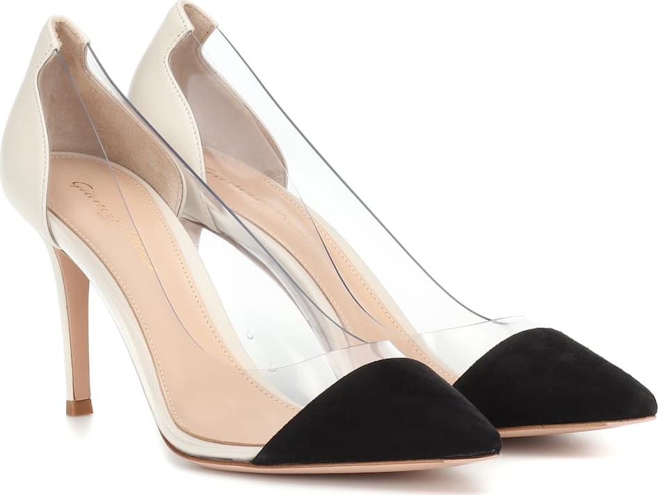 Gianvito Rossi Plexi suede and transparent pumps