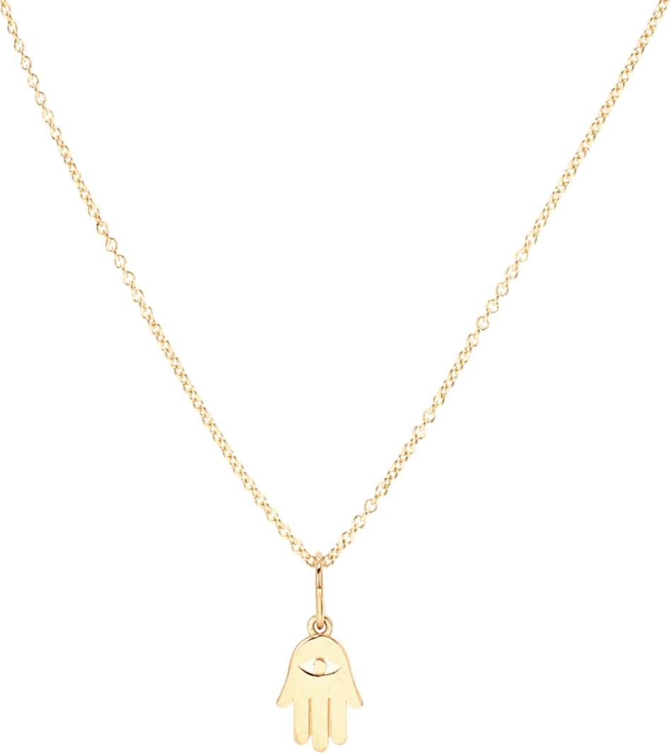 Sydney Evan Tiny Pure Hamsa charm 14kt gold necklace