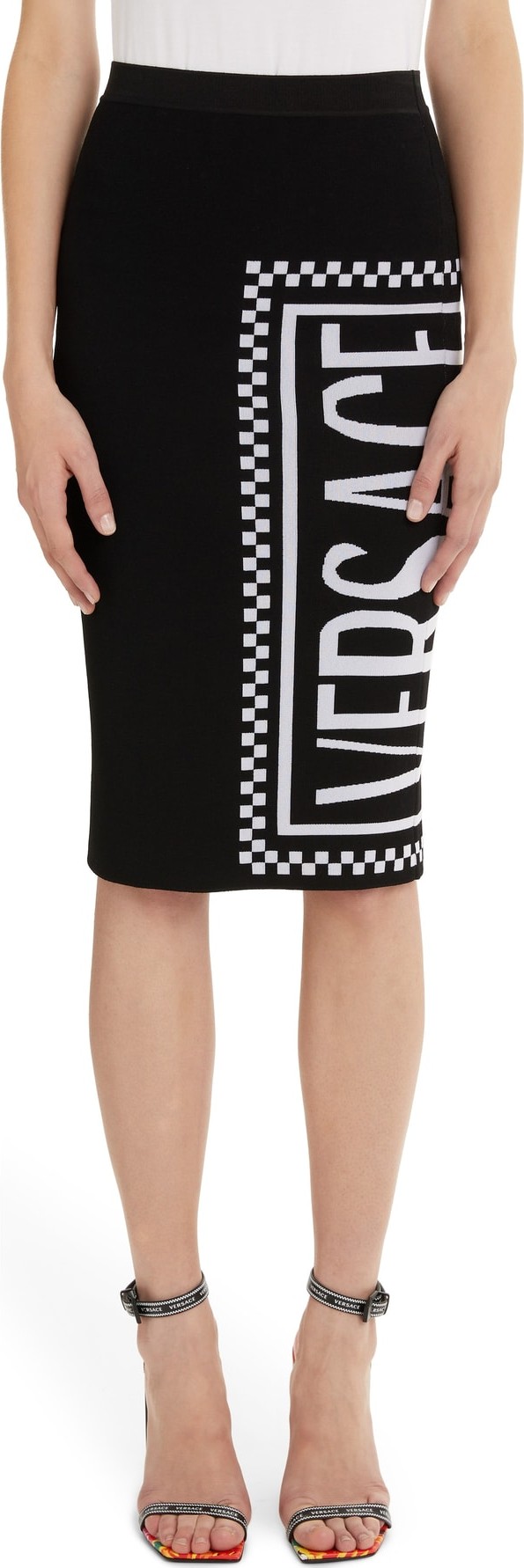 Versace First Line Versace Logo Knit Skirt