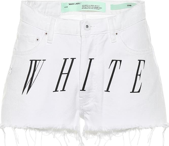 Off White Distressed denim shorts