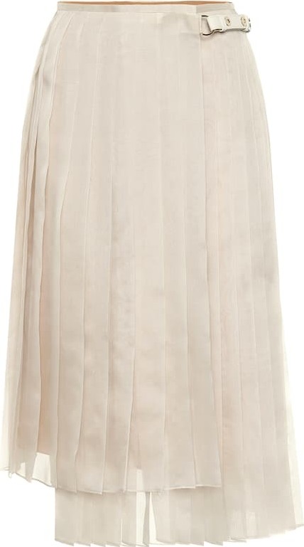 Fendi Pleated silk midi skirt
