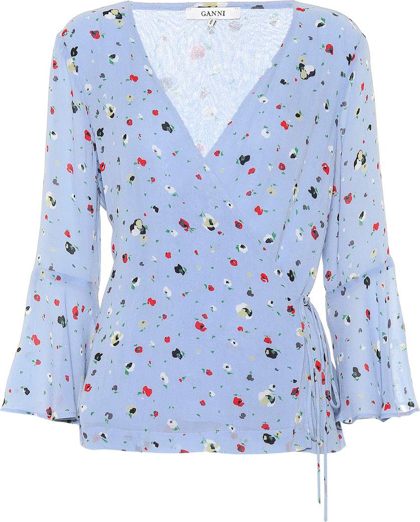 Ganni Dainty Georgette wrap top