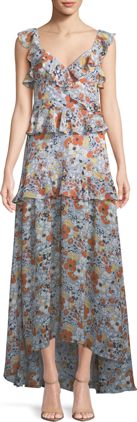 Alexis Jewell Floral Ruffle Maxi Dress