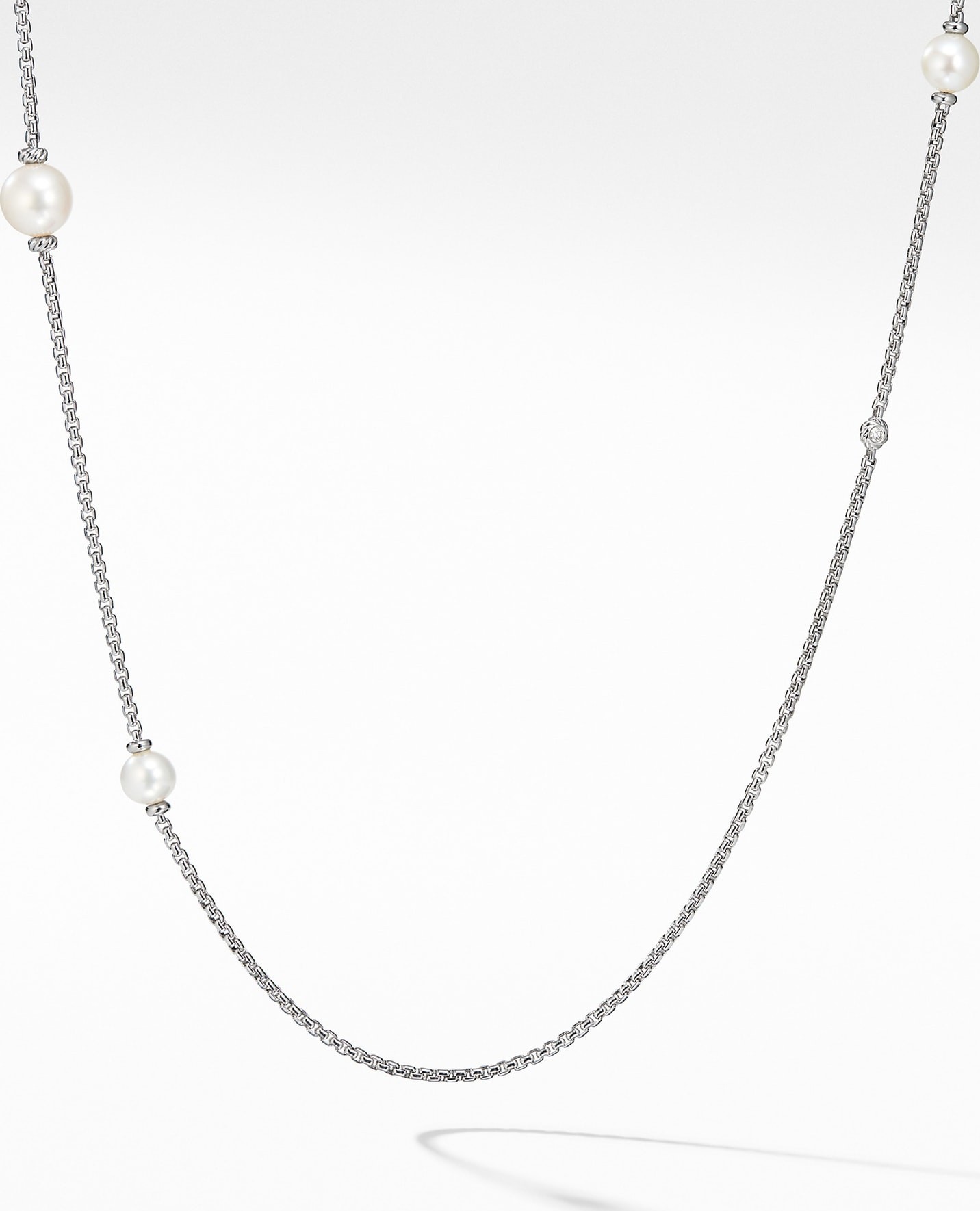 David Yurman Diamond & Pearl Chain Necklace