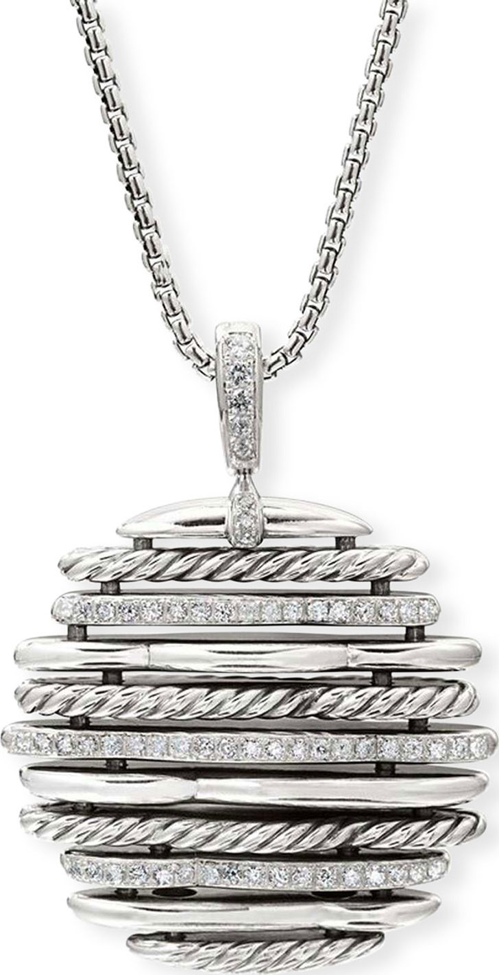 David Yurman Tides Small Diamond & Cable Pendant Necklace