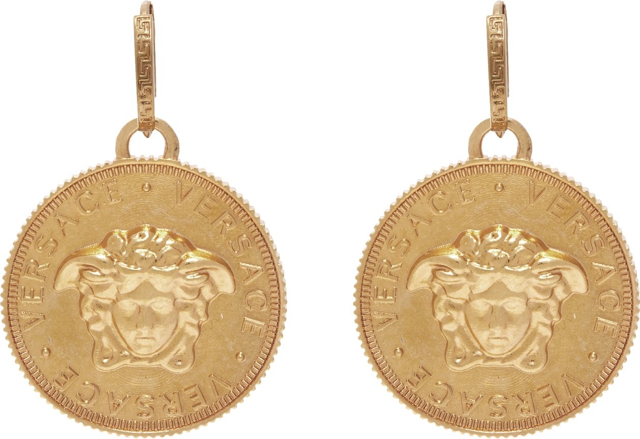 Versace Medusa coin brass earrings