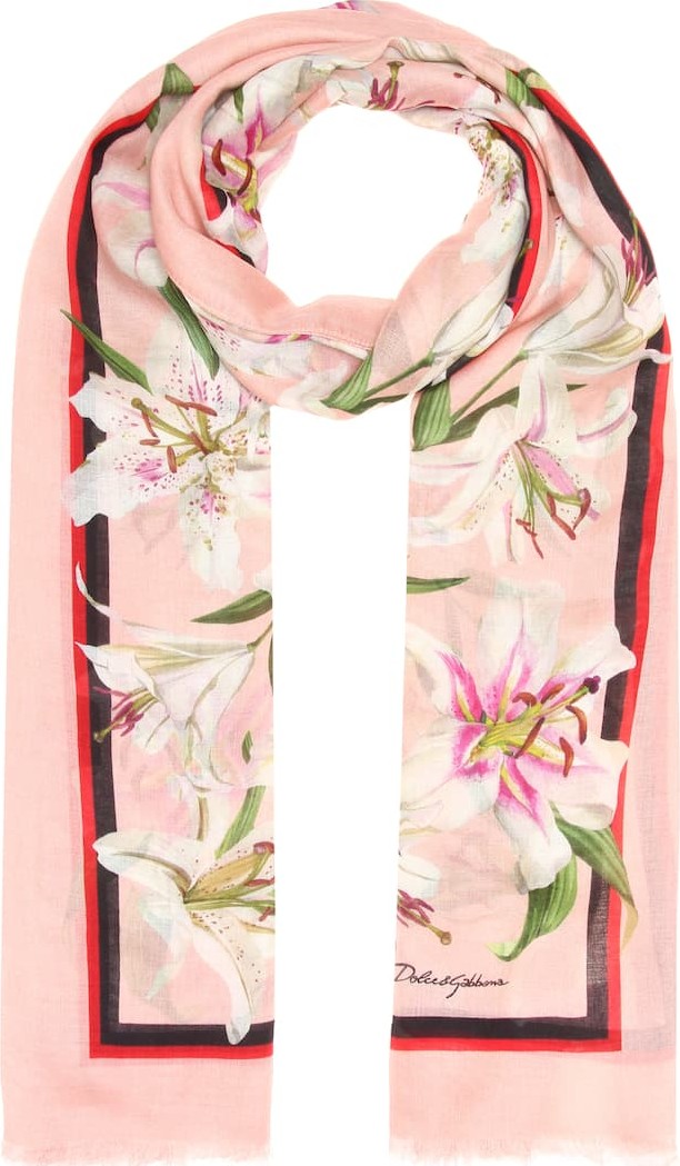Dolce & Gabbana Floral cashmere-blend scarf