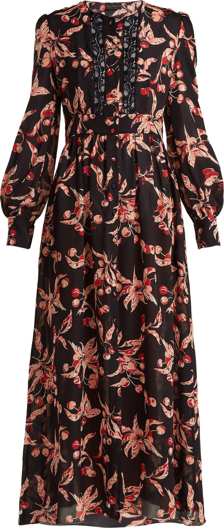 Dundas Black silk georgette midi dress