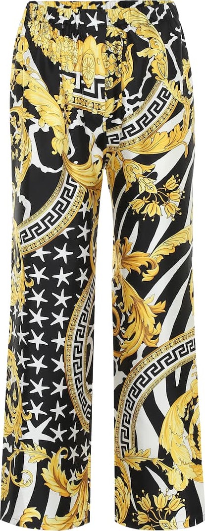 Versace Printed silk-twill pants
