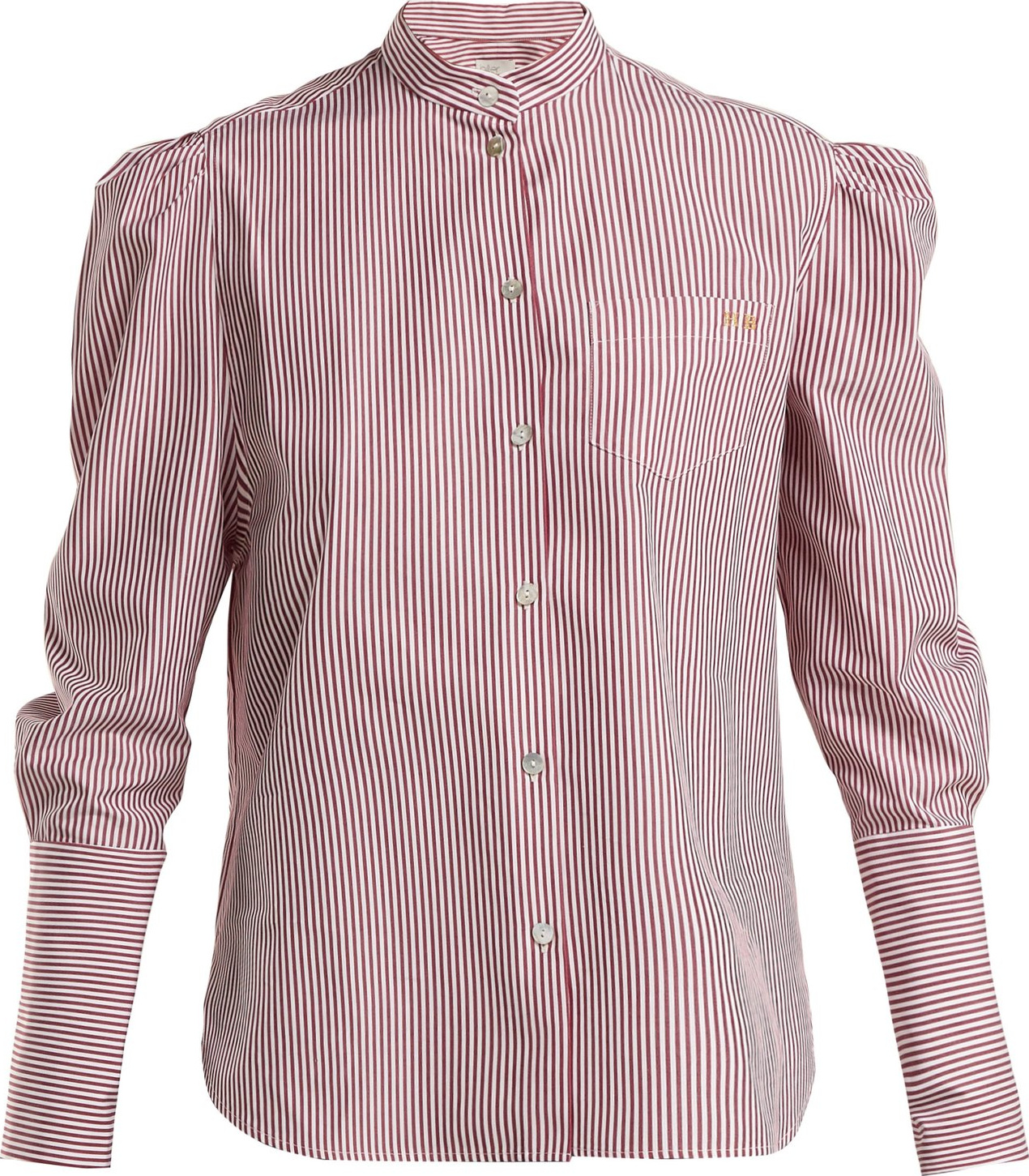Hillier Bartley Puffed-sleeve striped cotton shirt