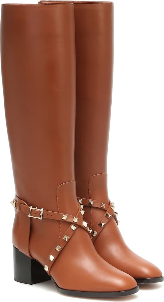 Valentino Valentino Garavani Rockstud Riding leather knee high boots