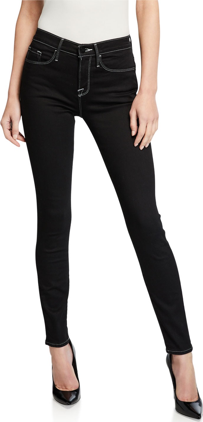 FRAME DENIM Contrast-Stitched Cropped Skinny Jeans