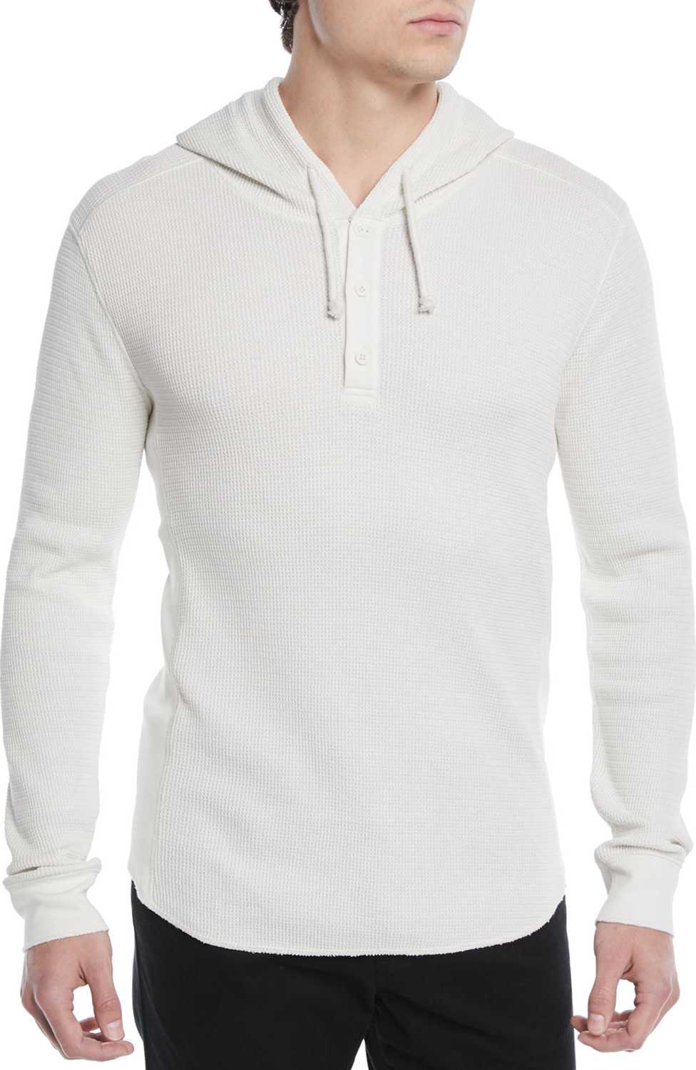 Vince Men's Waffle-Knit Hooded Henley Sweater
