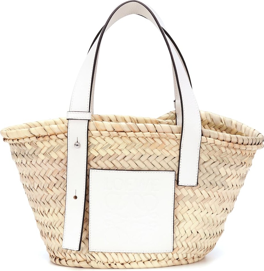 LOEWE Small leather-trimmed basket tote