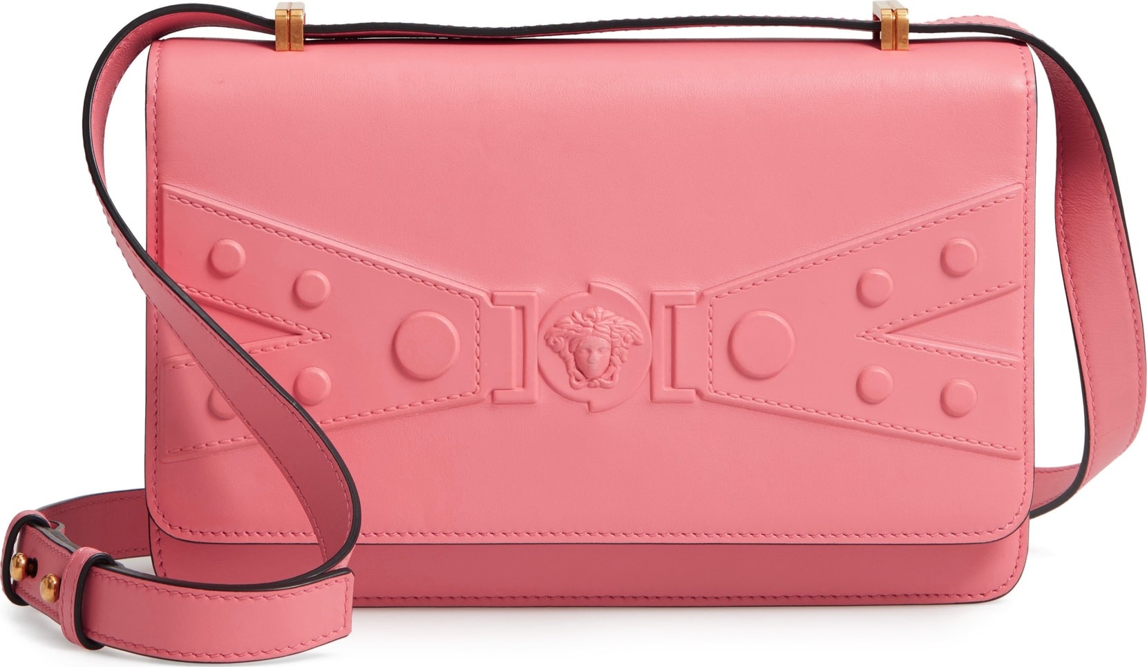 Versace Tribute Embossed Leather Crossbody Bag