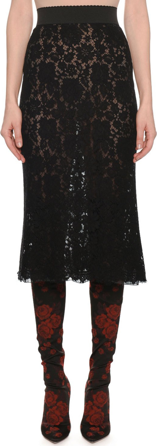 Dolce & Gabbana A-Line Lace Midi Skirt