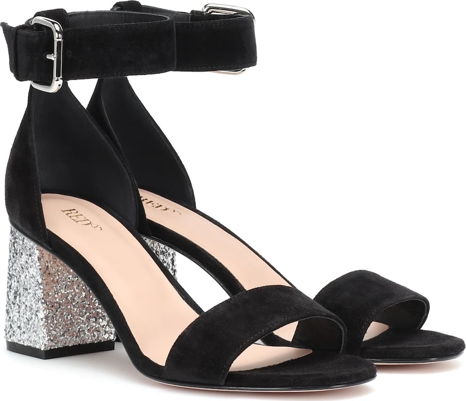 RED Valentino RED (V) glitter and suede sandals