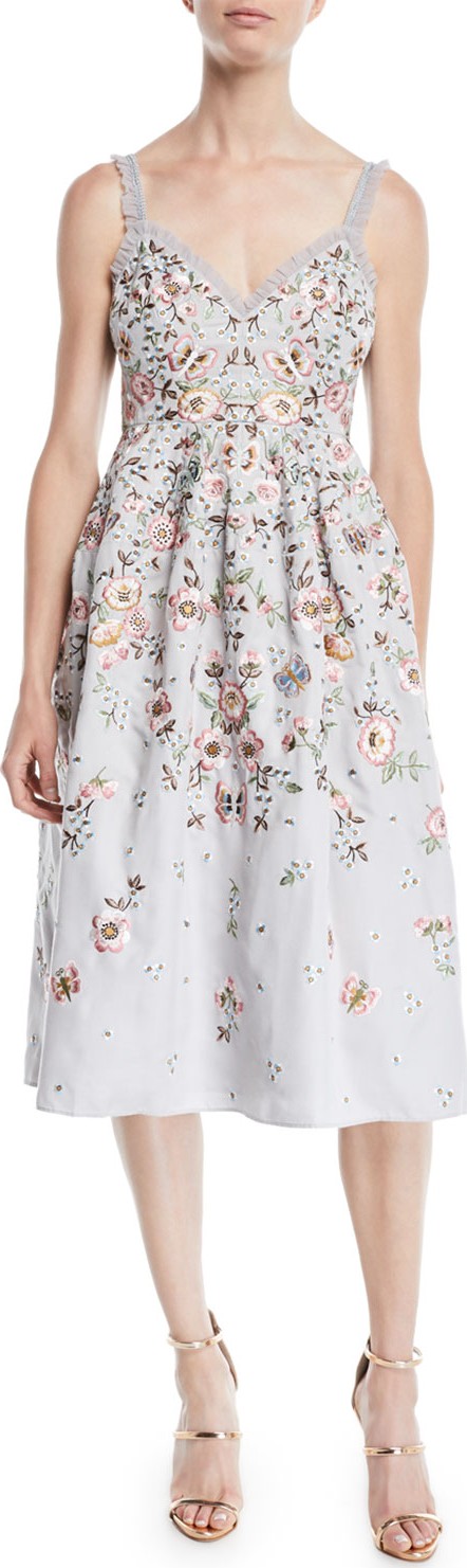 Needle & Thread Butterfly Rose Cami Midi Dress
