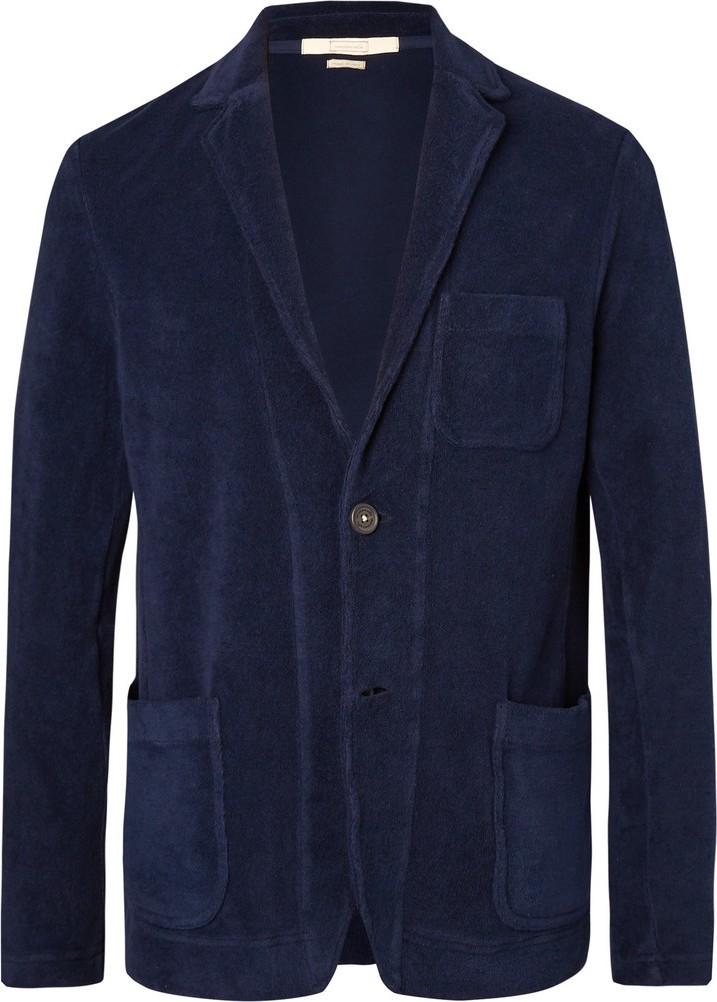Massimo Alba Navy Unstructured Cotton-Terry Blazer