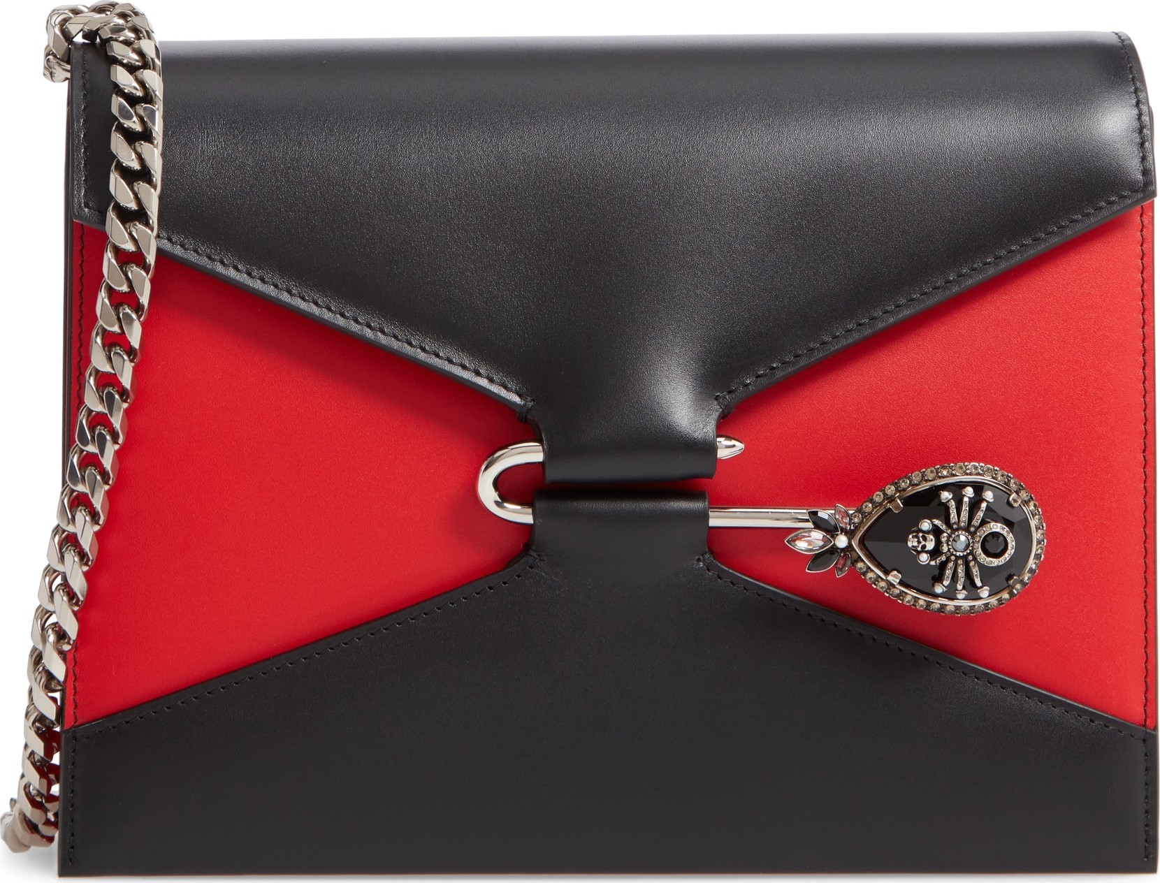 Alexander McQueen Pin Calfskin Leather Shoulder Bag