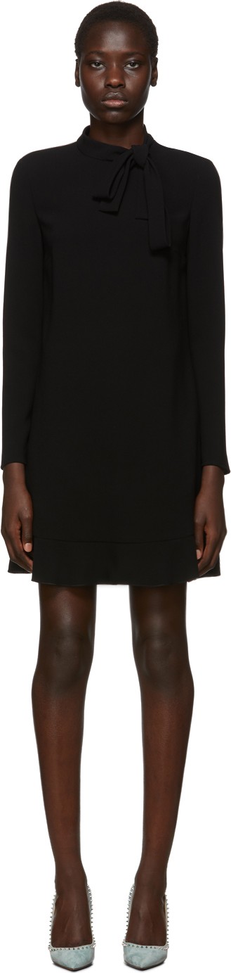 RED Valentino Black Fluid Crepe Dress