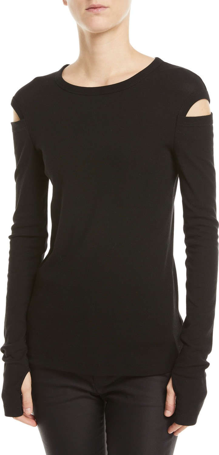 Helmut Lang Long-Sleeve Crewneck Slash Tee