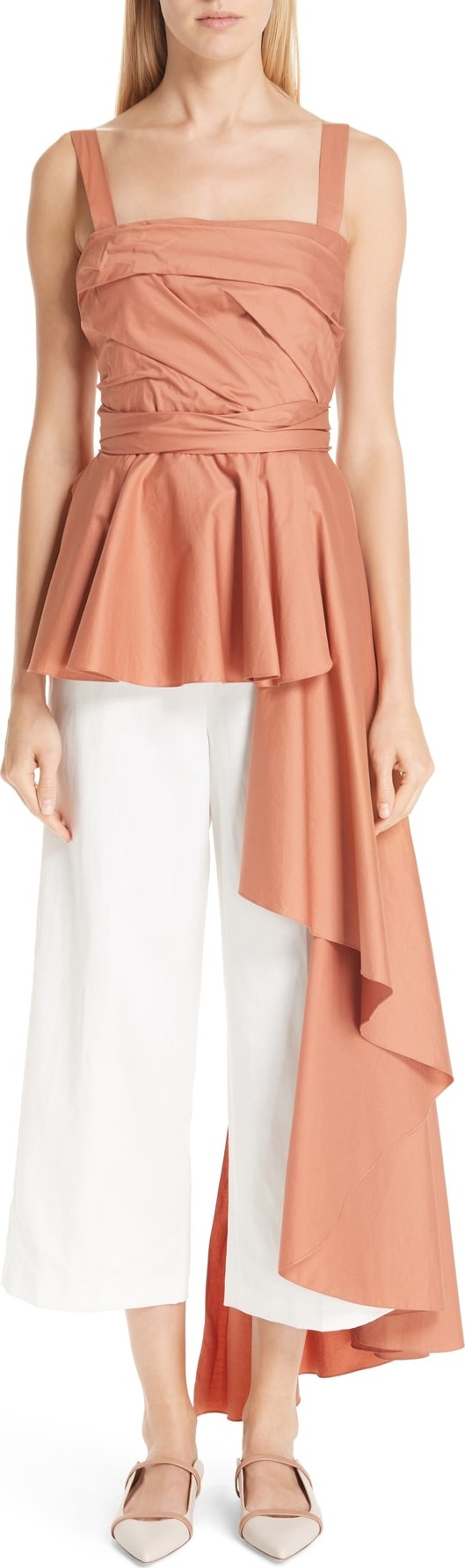 Johanna Ortiz Asymmetrical Stretch Poplin Top
