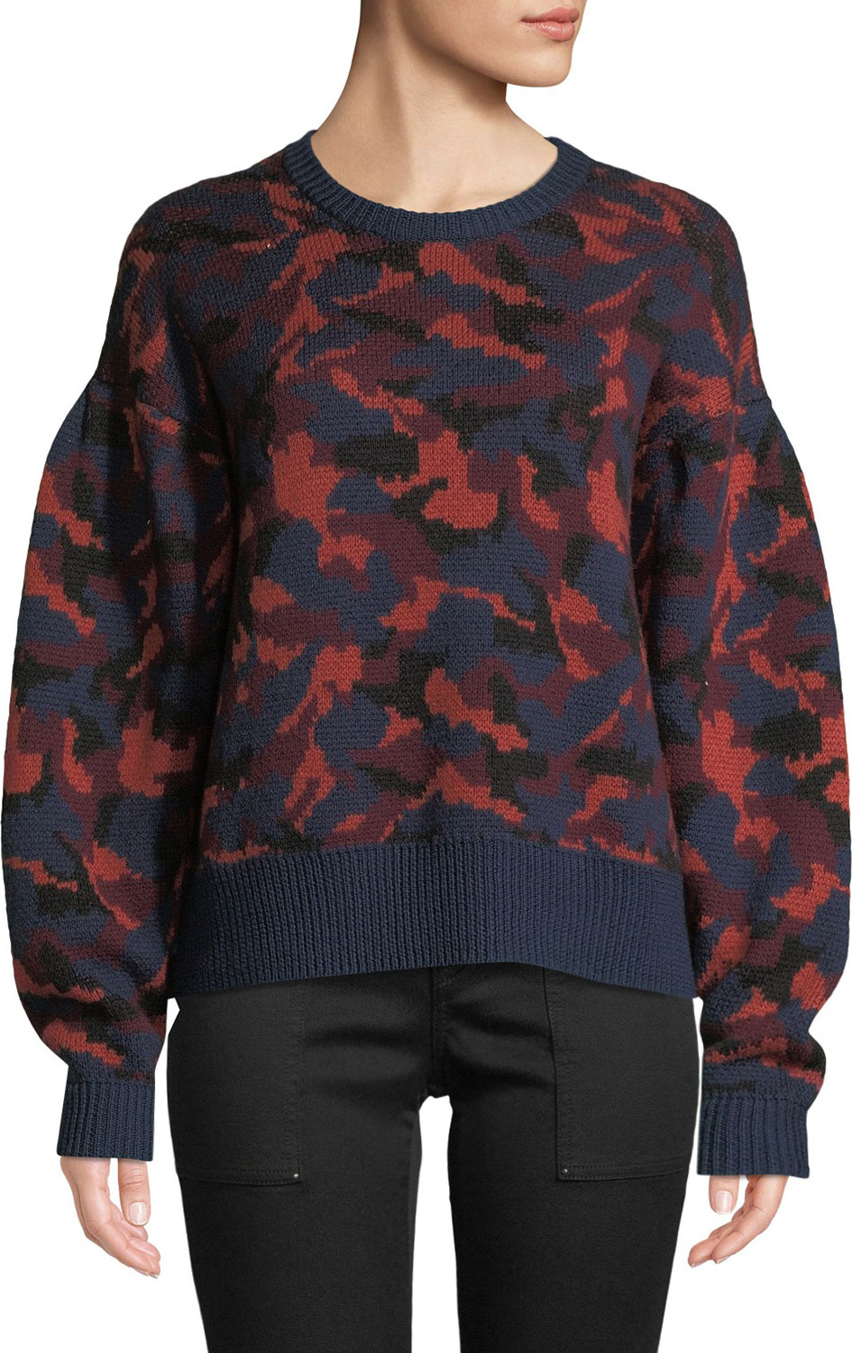Joie Brycen Camo Wool Crewneck Sweater