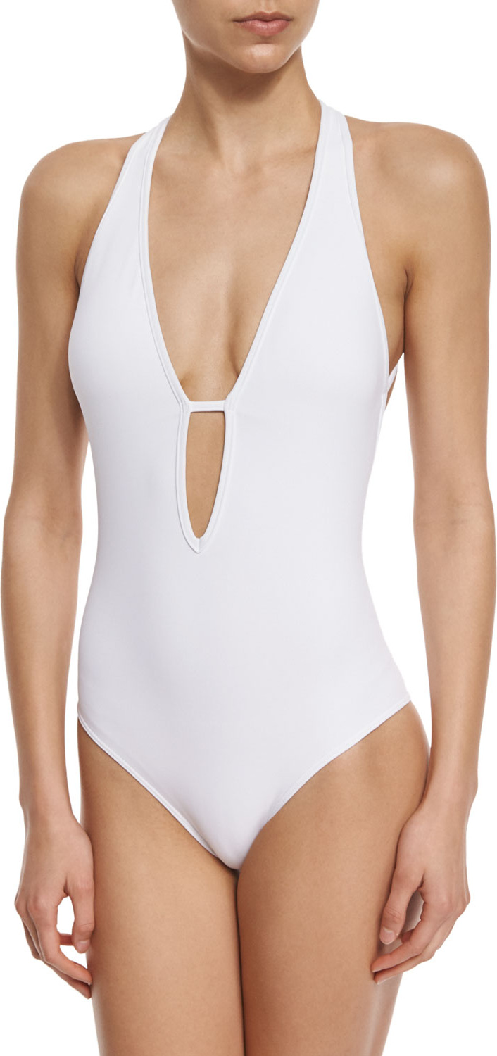 JETS by Jessika Allen Illuminate Plunge-Neck One-Piece Swimsuit