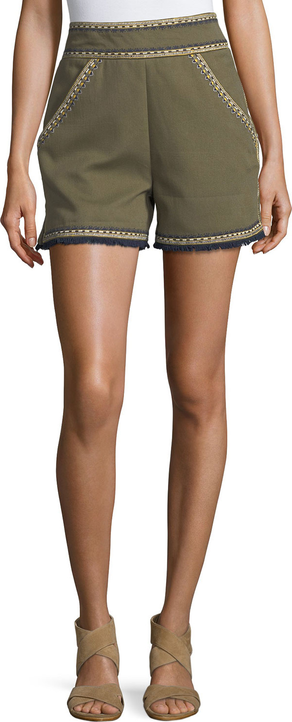 Talitha Embroidered High-Waist Shorts