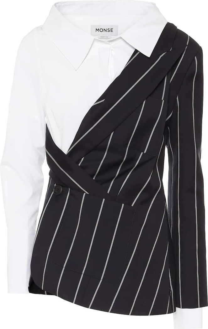 Monse Pinstriped wool and poplin blazer